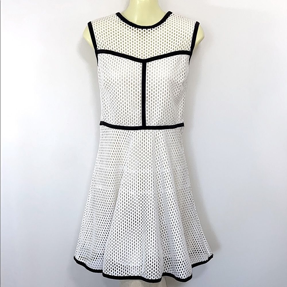 Sandro Paris Dress White Mesh Fit and Flare NWOT Sz U.S. 4